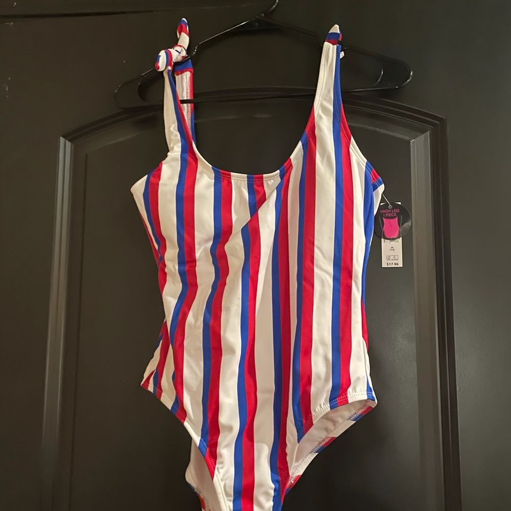 No Boundaries red white and blue striped swimsuit